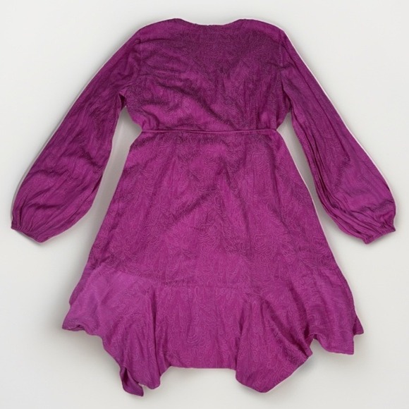 GUESS Midi Wrap Dress Womens XL Magenta Paisley Print Long Sleeve Western Boho - Picture 2 of 16